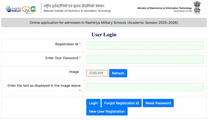 Login Screen RMS CET 2024